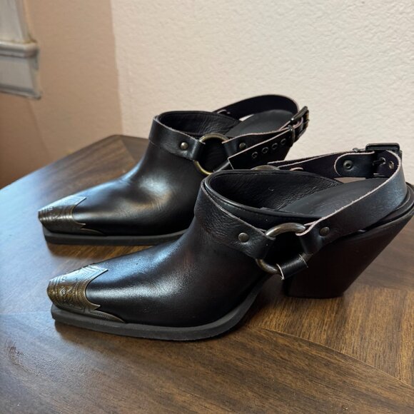 Sundance Aymara Brown Leather Snip Toe Heeled Mules NWOT Sz 40 - Picture 5 of 8